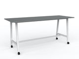 Cubit Bar Leaner with Castors-Meeting Room Furniture-2400 x 900-Silver-White-Commercial Traders - Office Furniture