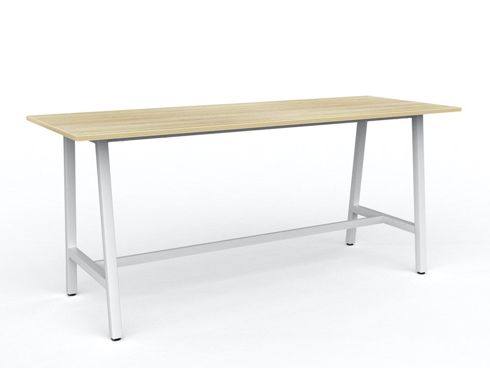 Cubit Bar Leaner-Meeting Room Furniture-2400 x 900-Atlantic Oak-White-Commercial Traders - Office Furniture