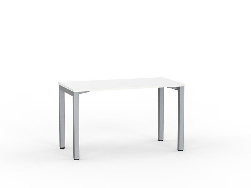 Cubit Desk-Desking-1200 x 600-White-Silver-Commercial Traders - Office Furniture