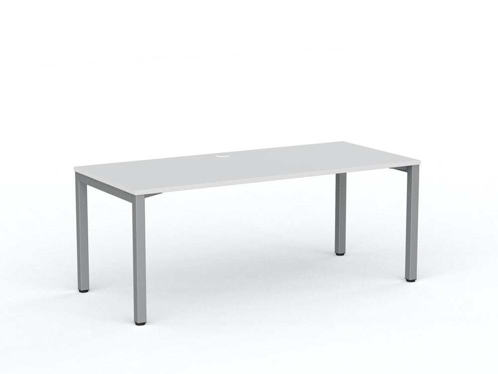 Cubit Desk-Desking-1800 x 800-White-Silver-Commercial Traders - Office Furniture