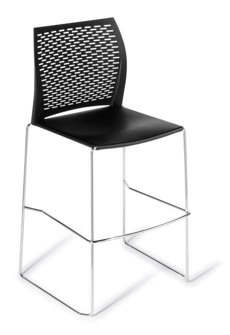 Net Bar Stool-Lunchroom Chairs-Black-Chrome-Commercial Traders - Office Furniture