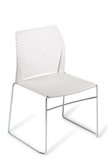 Net Chair-Lunchroom Chairs-White-Chrome-Commercial Traders - Office Furniture