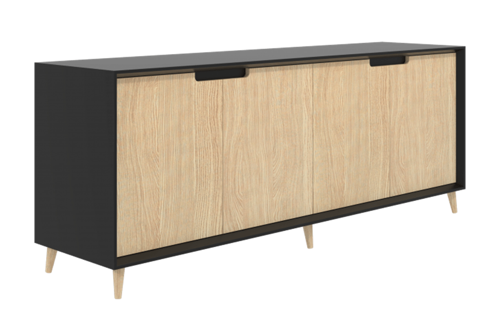 Oslo Cabinet - 4 Door (Storage Credenza)-Storage-1500 x 450-White-Auckland Delivery-Commercial Traders - Office Furniture