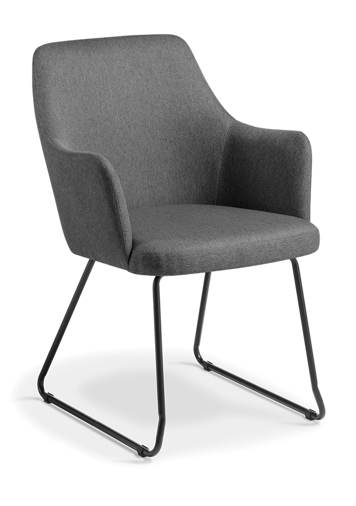 Olli Chair-Reception Furniture-Charcoal Polyester-Steel Sled-Commercial Traders - Office Furniture