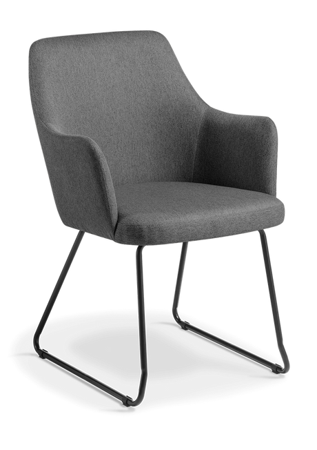 Olli Chair-Reception Furniture-Charcoal Polyester-Steel Sled-Commercial Traders - Office Furniture