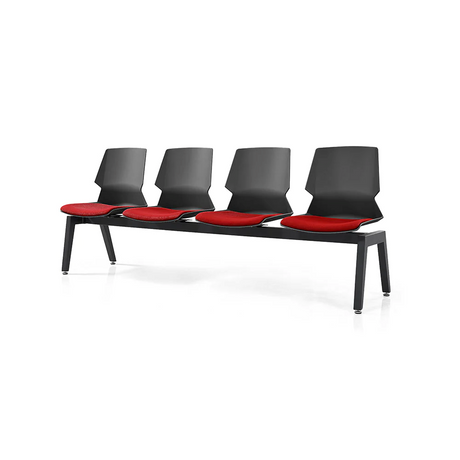 PRISM 4 User Bench Chair-Chairs-Black-Red-Commercial Traders - Office Furniture
