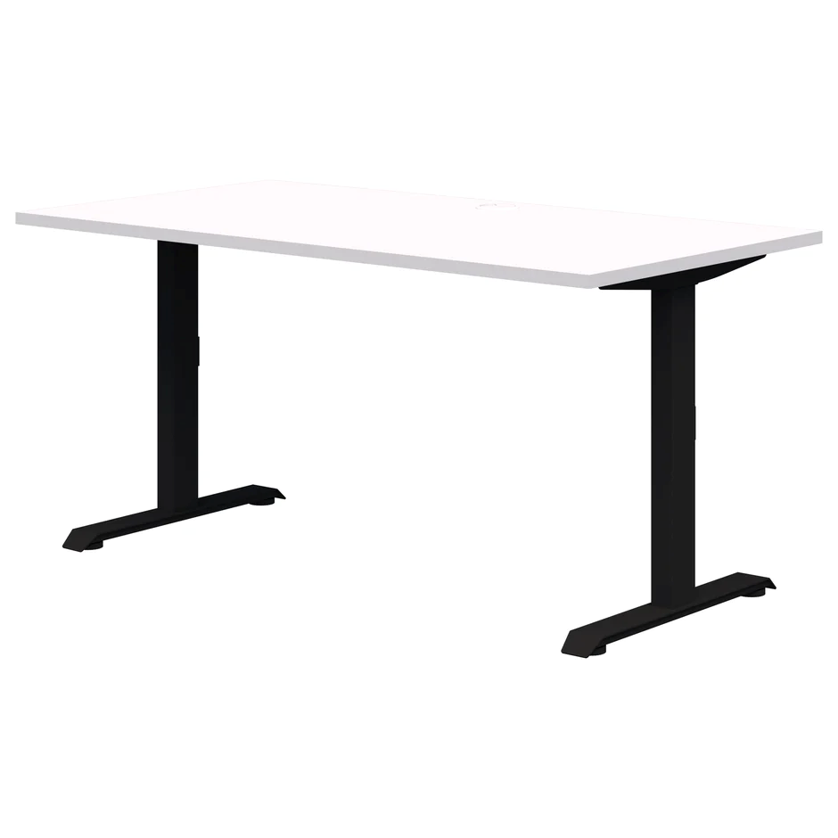 Rapid Fixed Height Desk-Desking-1200x700-Snow Velvet-Black-Commercial Traders - Office Furniture