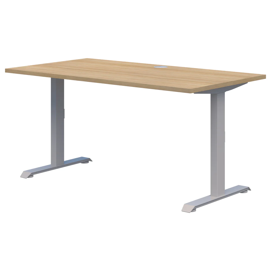 Rapid Fixed Height Desk-Desking-1200x700-Classic Oak-Silver-Commercial Traders - Office Furniture