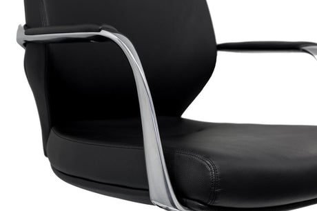 Ravello Midback Leather Chair with Arms-Office Chairs-Leather-Flat Pack-Commercial Traders - Office Furniture