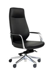 Ravello Highback Leather Chair with Arms-Office Chairs-Black PU-Flat Pack-Commercial Traders - Office Furniture