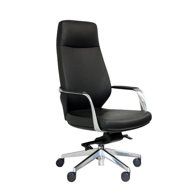 Ravello Highback Leather Chair with Arms-Office Chairs-Customer Pick Up-Cowhide Leather-Commercial Traders - Office Furniture