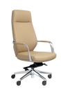 Ravello Highback Leather Chair with Arms-Office Chairs-Tan PU-Flat Pack-Commercial Traders - Office Furniture