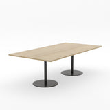 Essentials Table 2400 x 1200 - Rectangular-Meeting Room Furniture-Classic Oak-Black Disc Base-North Island Delivery-Commercial Traders - Office Furniture
