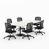 Essentials Boardroom Table 2400 x 1200 with Flex Chair package-Meeting Room Furniture-Snowdrift-Black Disc-North Island Delivery (Ground Floor)-Commercial Traders - Office Furniture