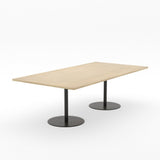 Essentials Table 2400 x 1200 - Rectangular-Meeting Room Furniture-Refined Oak-Black Disc Base-North Island Delivery-Commercial Traders - Office Furniture