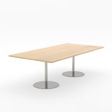 Essentials Table 2400 x 1200 - Rectangular-Meeting Room Furniture-Affinity Maple-Brushed Chrome Disc Base-North Island Delivery-Commercial Traders - Office Furniture