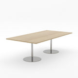 Essentials Table 2400 x 1200 - Rectangular-Meeting Room Furniture-Classic Oak-Brushed Chrome Disc Base-North Island Delivery-Commercial Traders - Office Furniture