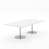 Essentials Table 2400 x 1200 - Rectangular-Meeting Room Furniture-Snowdrift-Brushed Chrome Disc Base-North Island Delivery-Commercial Traders - Office Furniture