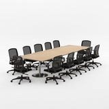 Essentials Boardroom Table 3600 x 1200 with Flex chair package-Meeting Room Furniture-Affinity Maple-Brushed Chrome-North Island Delivery-Commercial Traders - Office Furniture