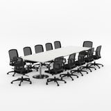 Essentials Boardroom Table 3600 x 1200 with Flex chair package-Meeting Room Furniture-Snowdrift-Brushed Chrome-North Island Delivery-Commercial Traders - Office Furniture
