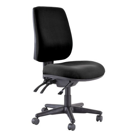 Buro Roma 3 Chair - High Back-Office Chairs-Black - Quickship-No Thanks-Flat Pack Please-Commercial Traders - Office Furniture