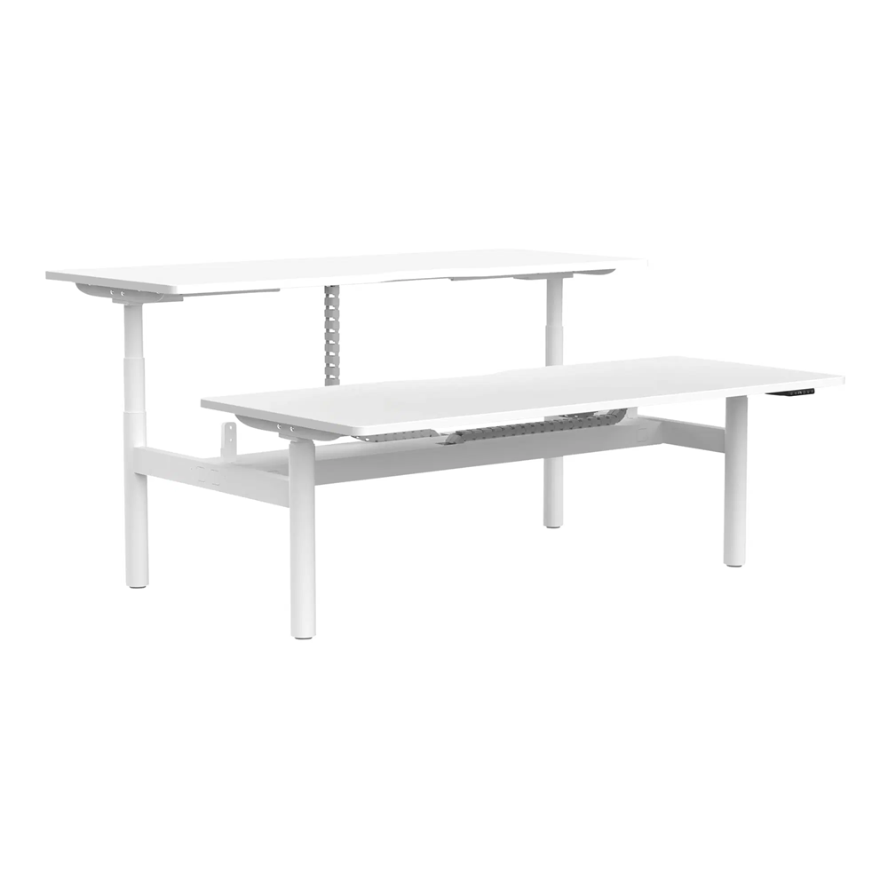 Buro Syntra Back to Back Height Adjustable Desk-Desking-1800 x 750-White-Commercial Traders - Office Furniture