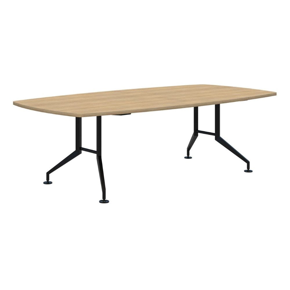 Shot Table Barrel Shape - 2400 x 1200-Unclassified-Classic Oak-Black-Commercial Traders - Office Furniture