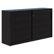 Fortis Steel Storage Sliding Door Cabinet-Office Storage-1020H x 1800L-Black-Keyed Locking-Commercial Traders - Office Furniture