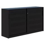 Fortis Steel Storage Sliding Door Cabinet-Office Storage-1020H x 1800L-Black-Keyed Locking-Commercial Traders - Office Furniture
