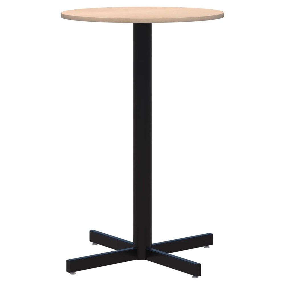 Star Bar Leaner - Round-Barleaners-700D-Refined Oak-Black-Commercial Traders - Office Furniture