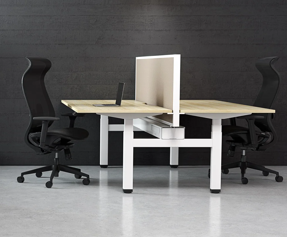 Studio 50 Desk Mount Screen - 900H x 1800W-Office Partitons-Crown-White-Commercial Traders - Office Furniture