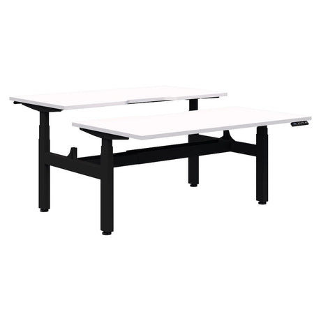 Summit ii Electric Back-to-Back 2 Pod Desk-Desking-2 x 1200 x 800-Snow Velvet-Black-Commercial Traders - Office Furniture