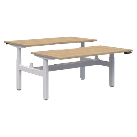 Summit ii Electric Back-to-Back 2 Pod Desk-Desking-2 x 1500 x 800-Classic Oak-White-Commercial Traders - Office Furniture