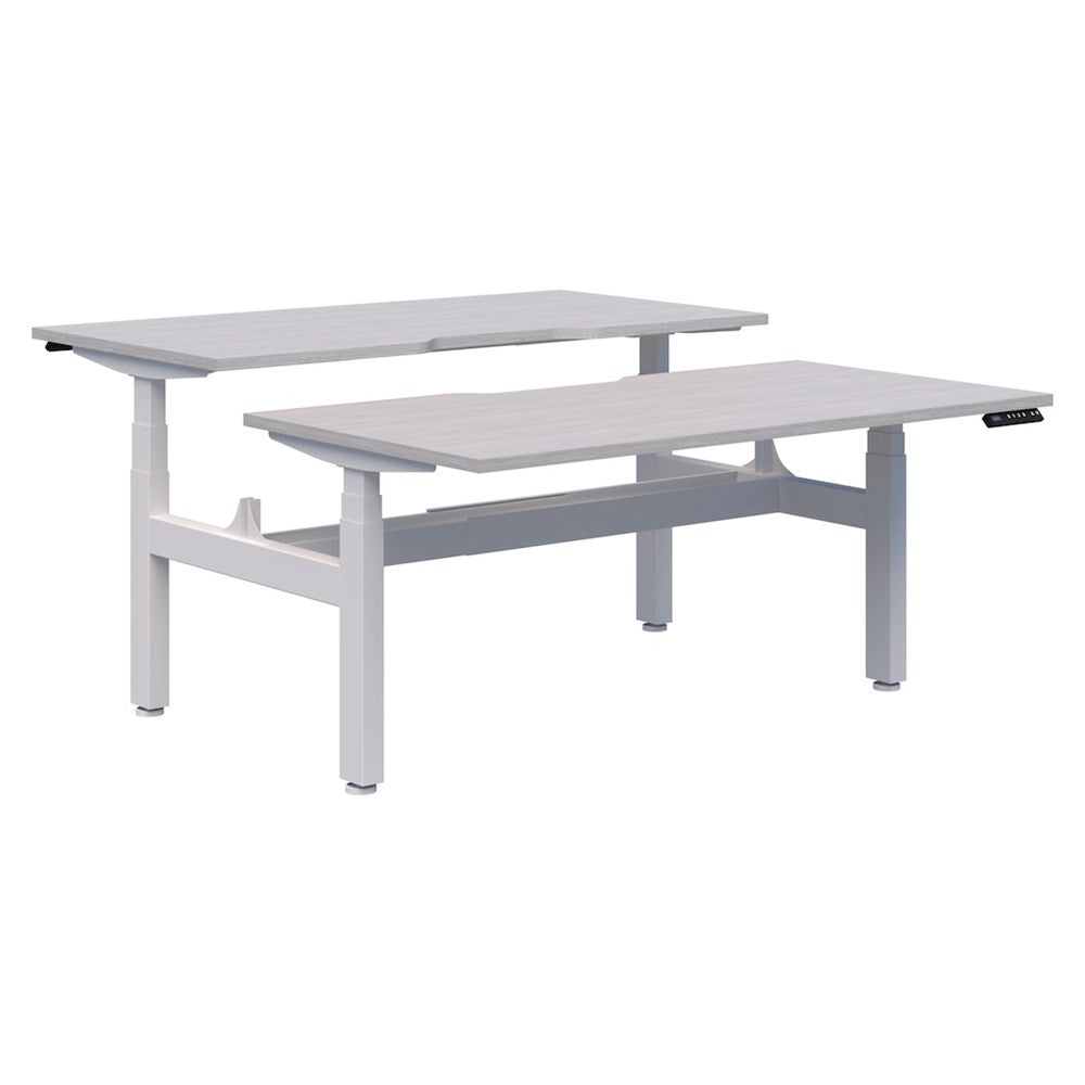 Summit ii Electric Back-to-Back 2 Pod Desk-Desking-2 x 1500 x 800-SIlver Strata-White-Commercial Traders - Office Furniture