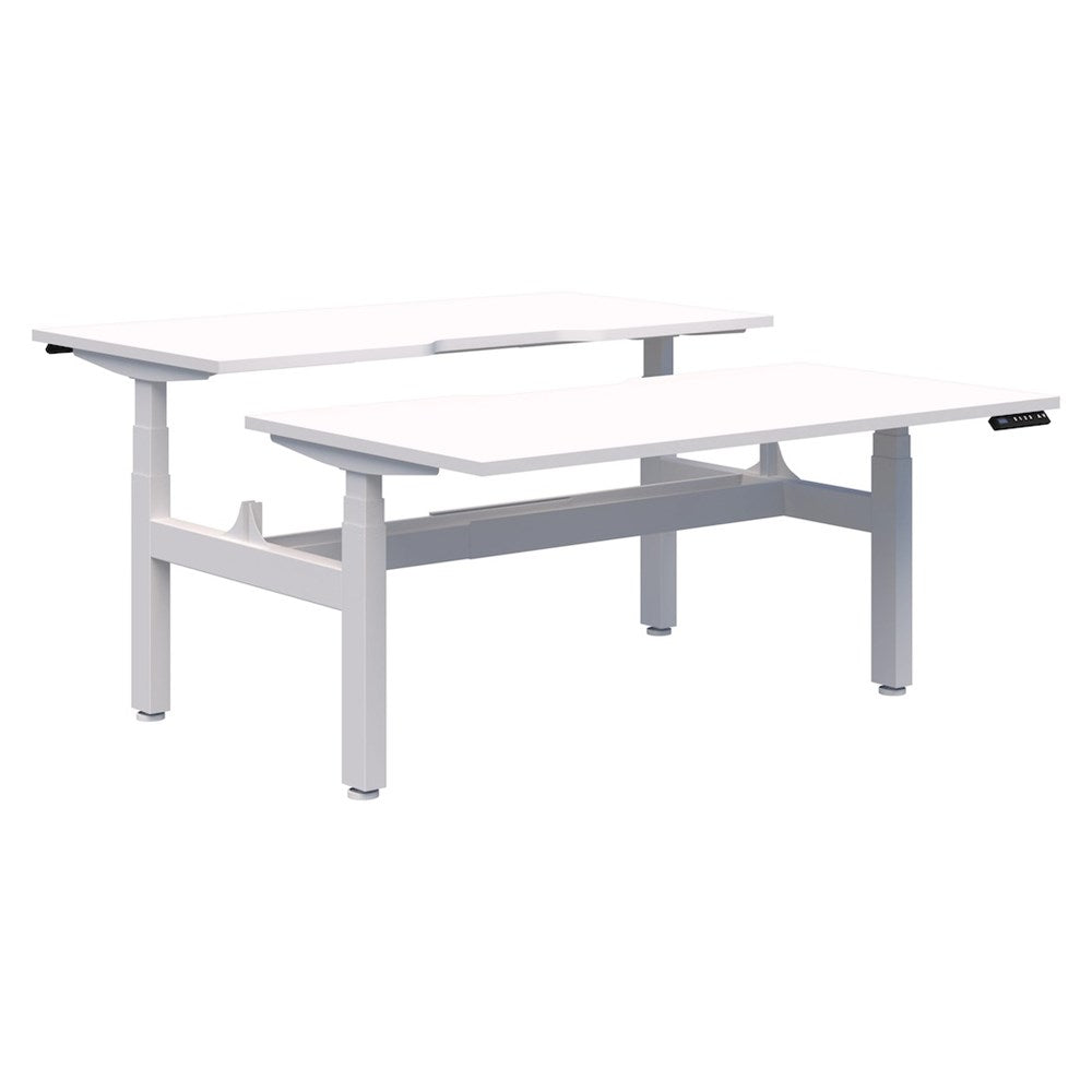 Summit ii Electric Back-to-Back 2 Pod Desk-Desking-2 x 1800 x 800-Snow Velvet-White-Commercial Traders - Office Furniture