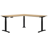 Summit ii Electric 90° Corner Workstation Desk-Desking-1500 x 1500 x 700-Classic Oak-Black-Commercial Traders - Office Furniture
