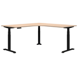 Summit ii Electric 90° Corner Workstation Desk-Desking-1500 x 1500 x 700-Refined Oak-Black-Commercial Traders - Office Furniture