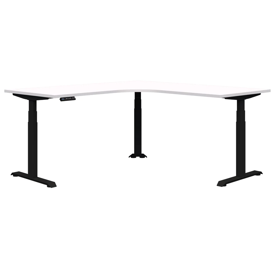 Summit ii Electric 90° Corner Workstation Desk-Desking-1500 x 1500 x 700-Snow Velvet-Black-Commercial Traders - Office Furniture