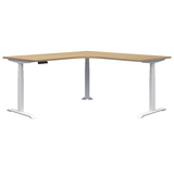 Summit ii Electric 90° Corner Workstation Desk-Desking-1500 x 1500 x 700-Classic Oak-White-Commercial Traders - Office Furniture
