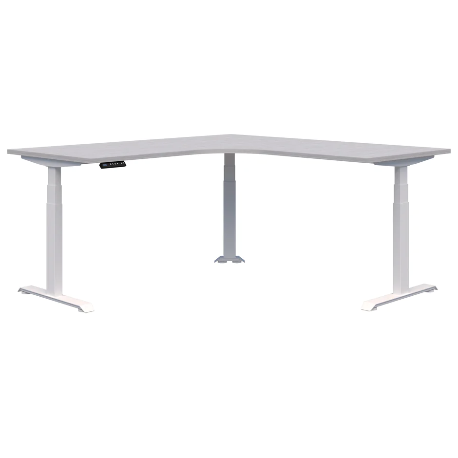 Summit ii Electric 90° Corner Workstation Desk-Desking-1500 x 1500 x 700-SIlver Strata-White-Commercial Traders - Office Furniture