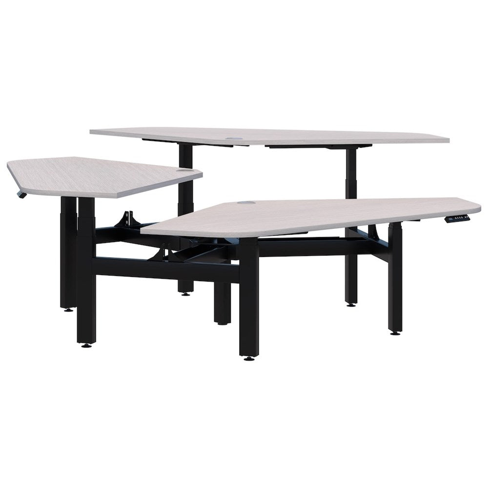 Summit ii Electric 120° Rotor 3 Pod Desk-Desking-Silver Strata-Black-1200 x 1200-Commercial Traders - Office Furniture