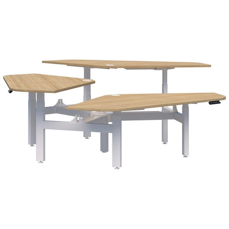 Summit ii Electric 120° Rotor 3 Pod Desk-Desking-Classic Oak-White-1200 x 1200-Commercial Traders - Office Furniture