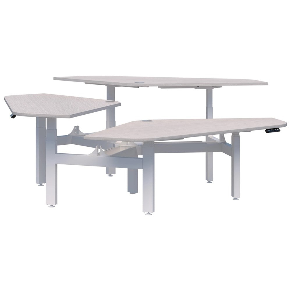 Summit ii Electric 120° Rotor 3 Pod Desk-Desking-Silver Strata-White-1200 x 1200-Commercial Traders - Office Furniture