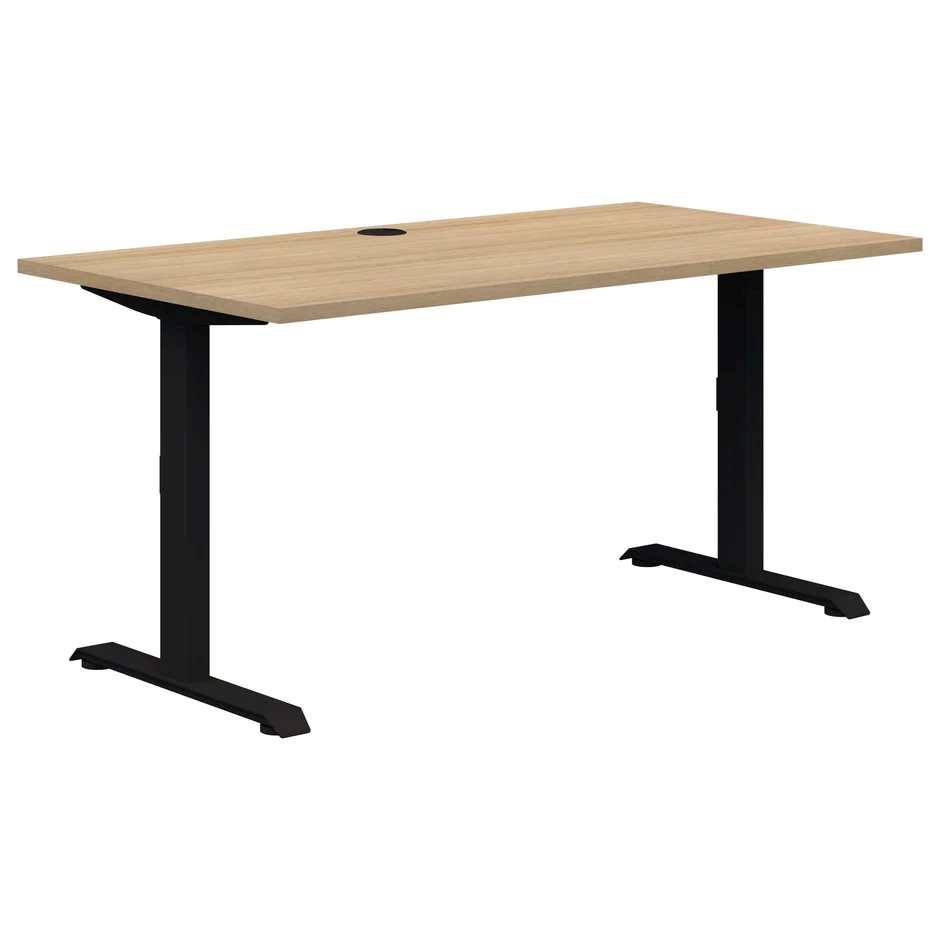 Summit ii Desk - Fixed Height-Desking-1200 x 700-Classic Oak-Black-Commercial Traders - Office Furniture