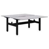 Summit II Fixed Height Back-to-Back 2 Pod Desk-Desking-Silver Strata-Black-2x1200x800-Commercial Traders - Office Furniture