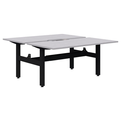 Summit II Fixed Height Back-to-Back 2 Pod Desk-Desking-Silver Strata-Black-2x1200x800-Commercial Traders - Office Furniture