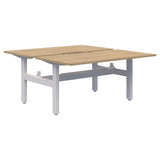 Summit II Fixed Height Back-to-Back 2 Pod Desk-Desking-Classic Oak-White-2x1200x800-Commercial Traders - Office Furniture