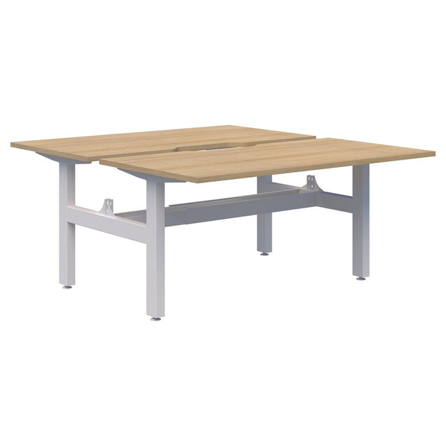 Summit II Fixed Height Back-to-Back 2 Pod Desk-Desking-Classic Oak-White-2x1200x800-Commercial Traders - Office Furniture
