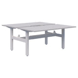 Summit II Fixed Height Back-to-Back 2 Pod Desk-Desking-Silver Strata-White-2x1200x800-Commercial Traders - Office Furniture