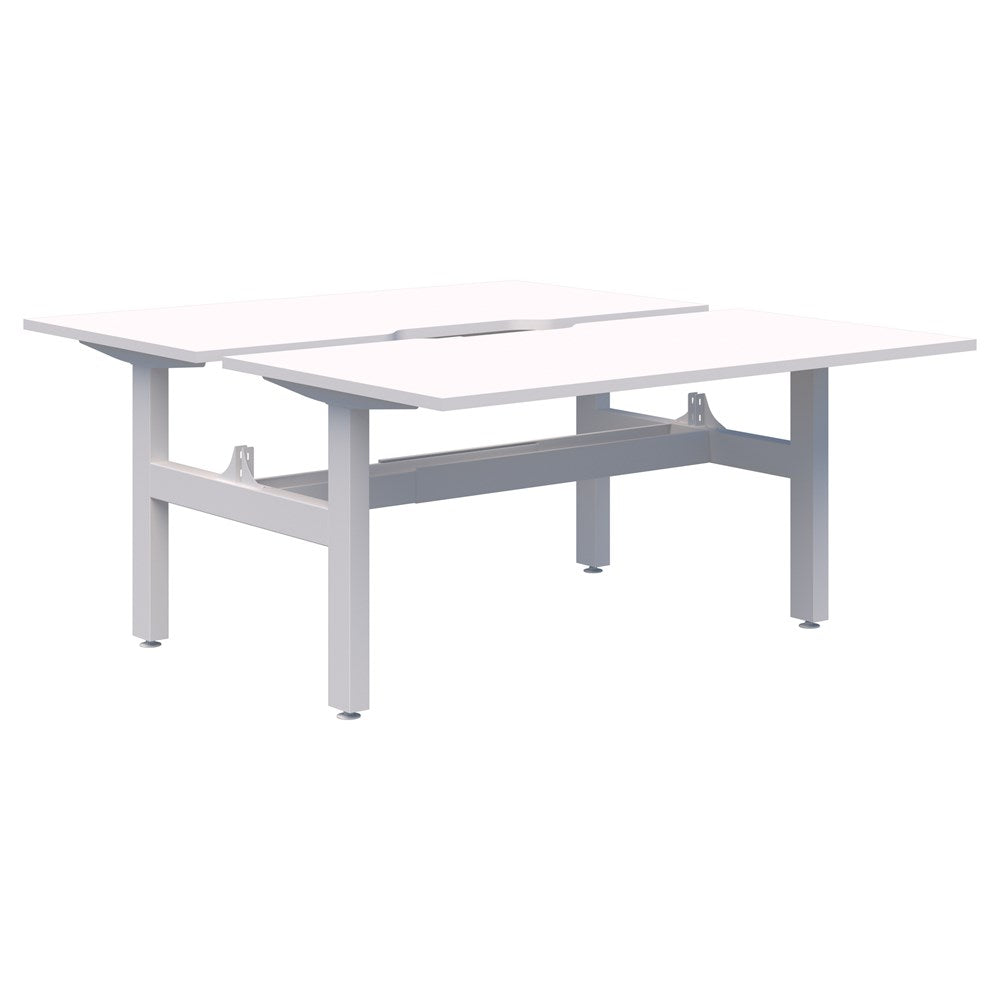 Summit II Fixed Height Back-to-Back 2 Pod Desk-Desking-Snow Velvet-White-2x1200x800-Commercial Traders - Office Furniture